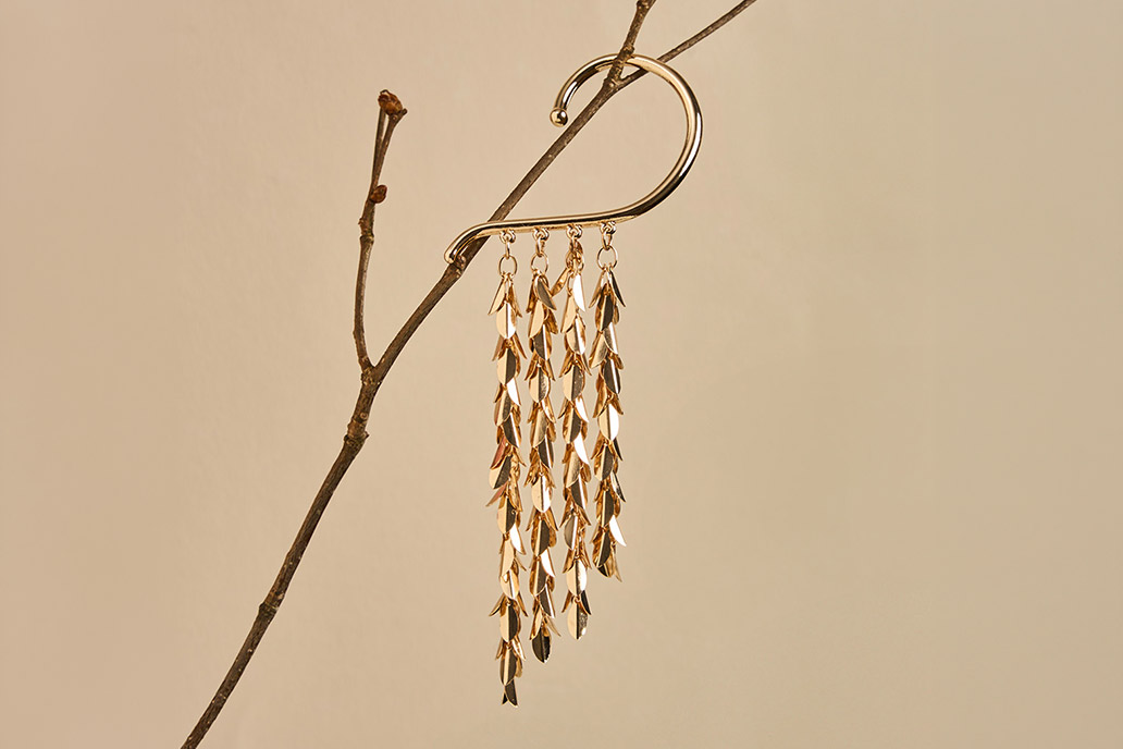 Ohrringe, Hänger-Ohrringe, Gold, Metallisch, Accessoire