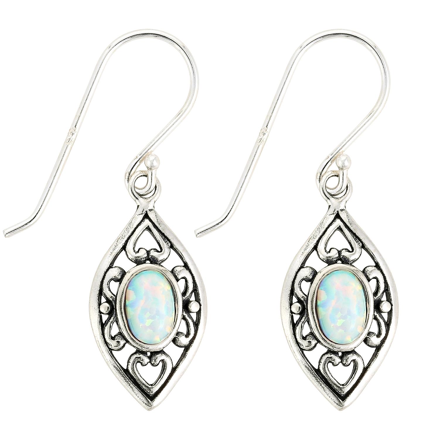 Drop Earrings - Silver Opalite