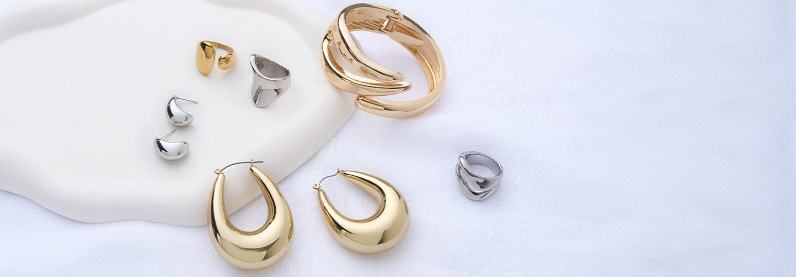 Schmuckset, Ohrringe, Ringe, Gold, Silber