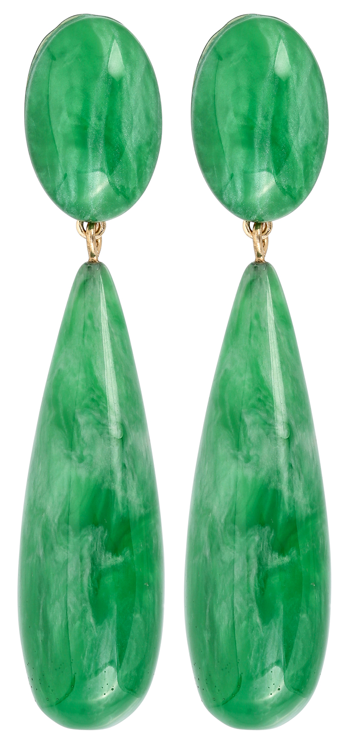 Boucles d'oreilles clips - Jade Drop