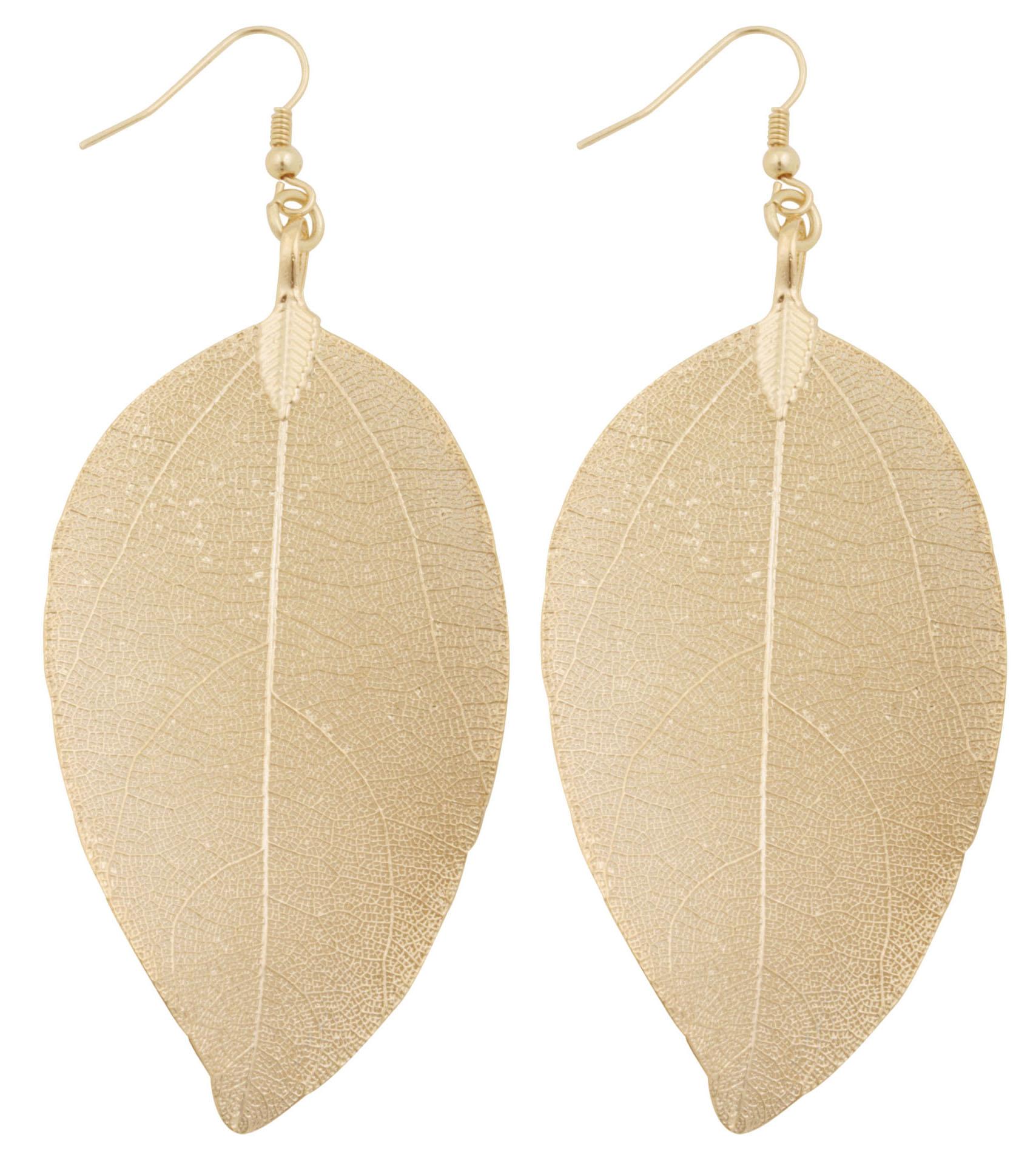 Pendant earrings - Leaf Gold