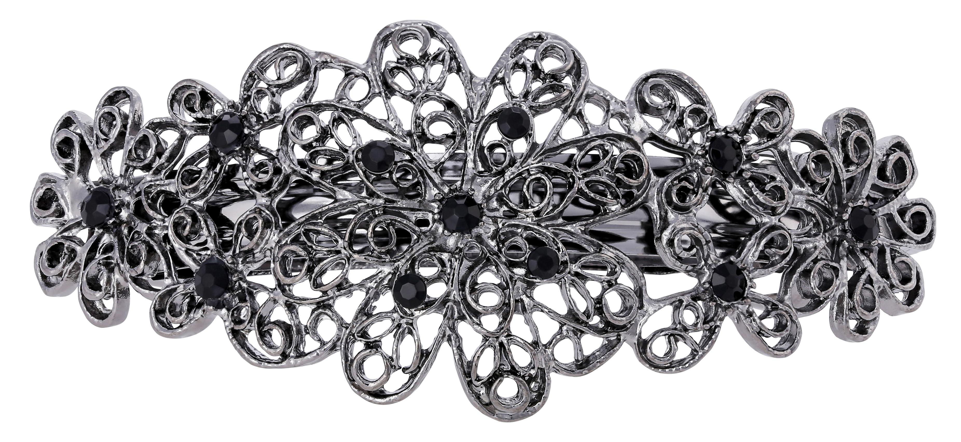 Hair Clip - Grey Flower