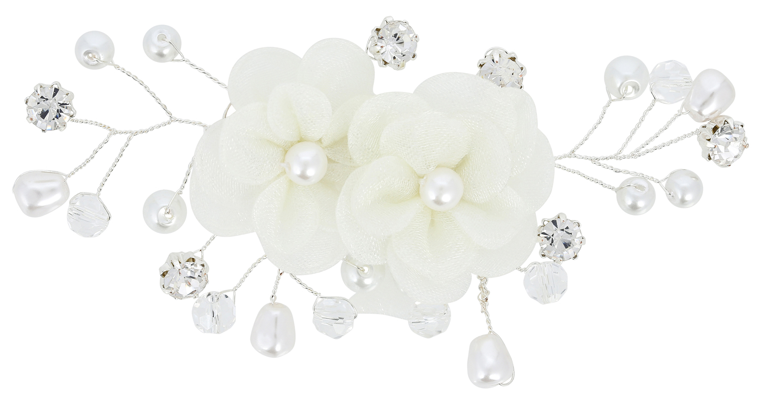 Fermaglio Per Capelli Floreale Oro Con Cristalli E Perle – 80 Mm – Accessorio Vintage Per Sposa E Damigella