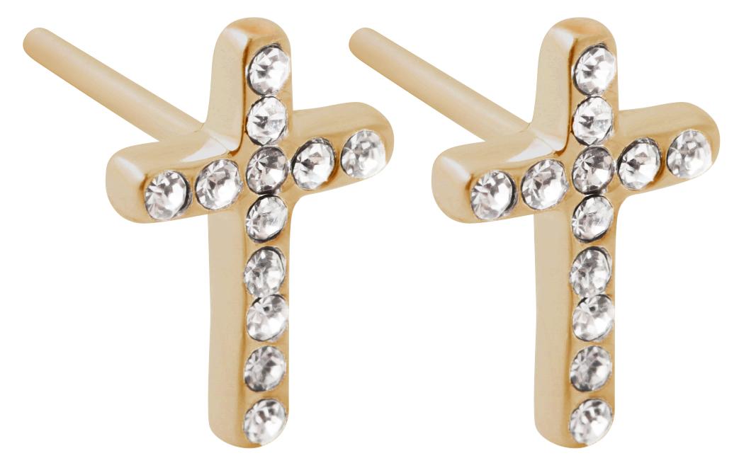 Stud Earrings - Shiny Cross