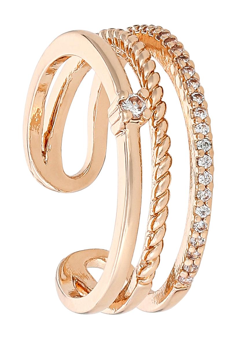 Ring, Roségoldfarben, Mehrreihig, Zirkonia, Gedrehtes Design