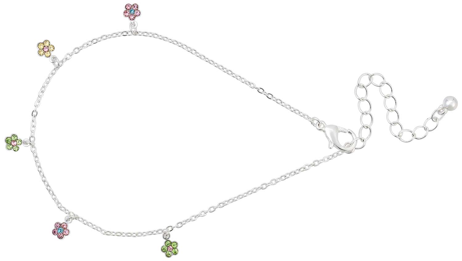 Pulsera tobillera - Silver Flowers