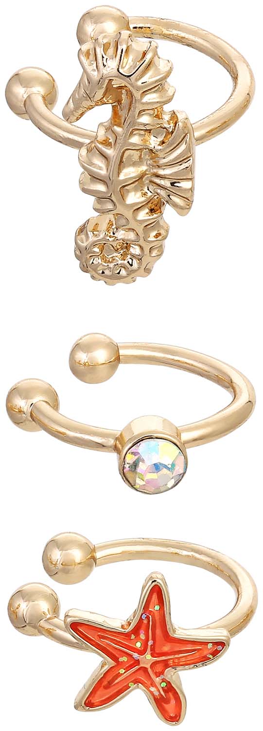 Ohr-Set - Golden Seahorse