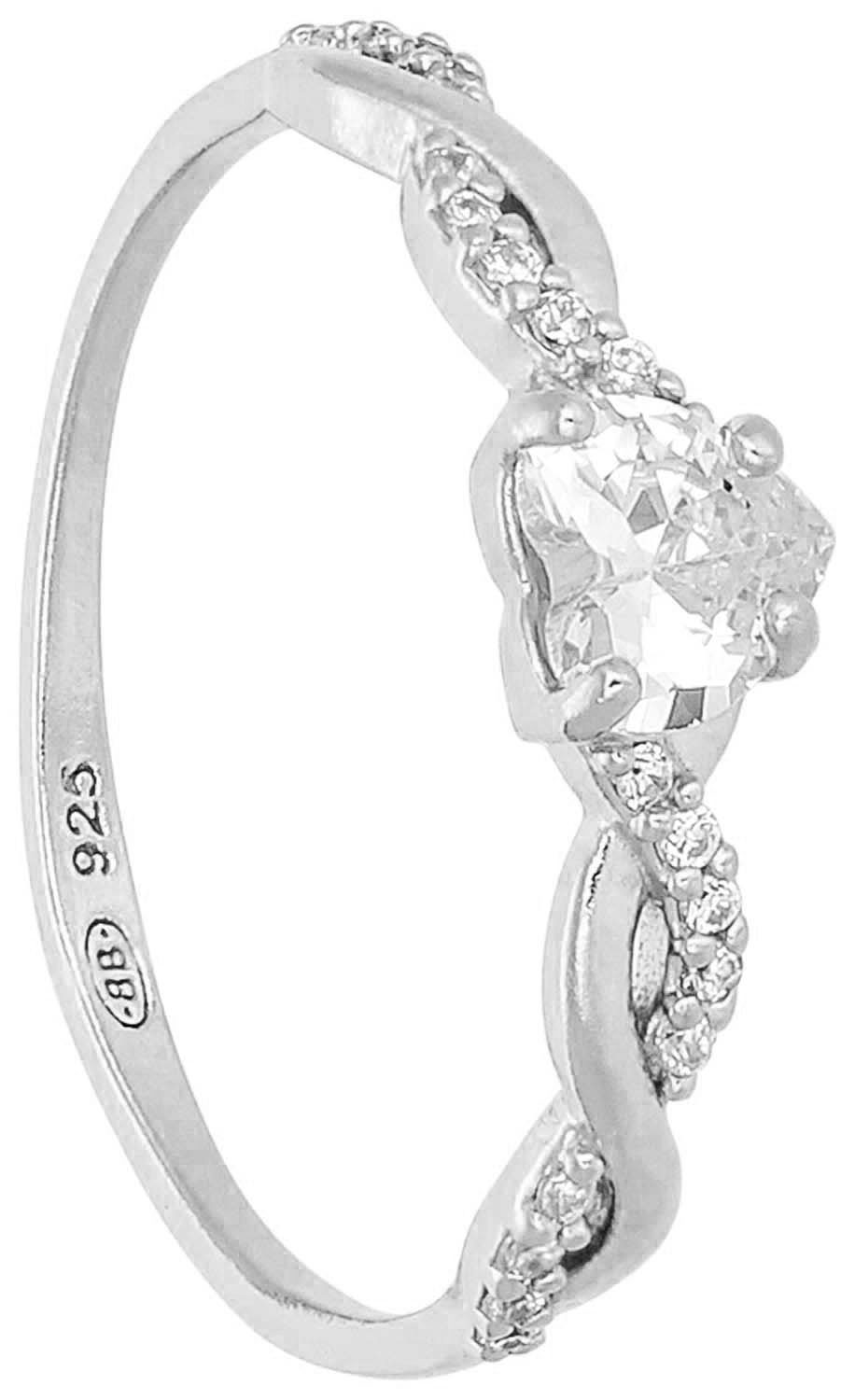 Silberring, 925er Silber, Klare Zirkonia, Besatz mit Stein, Verzierter Ring