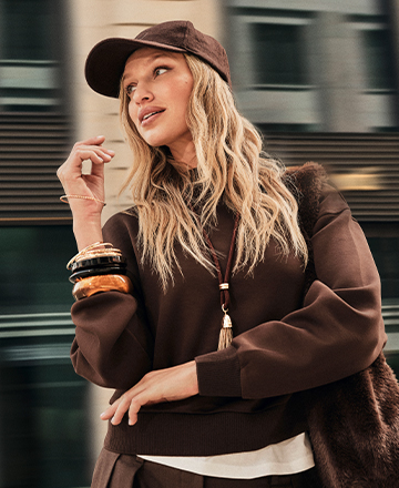 Damen-Sweatshirt, Dunkelbraun, Kapuze, Lange Ärmel, Basecap