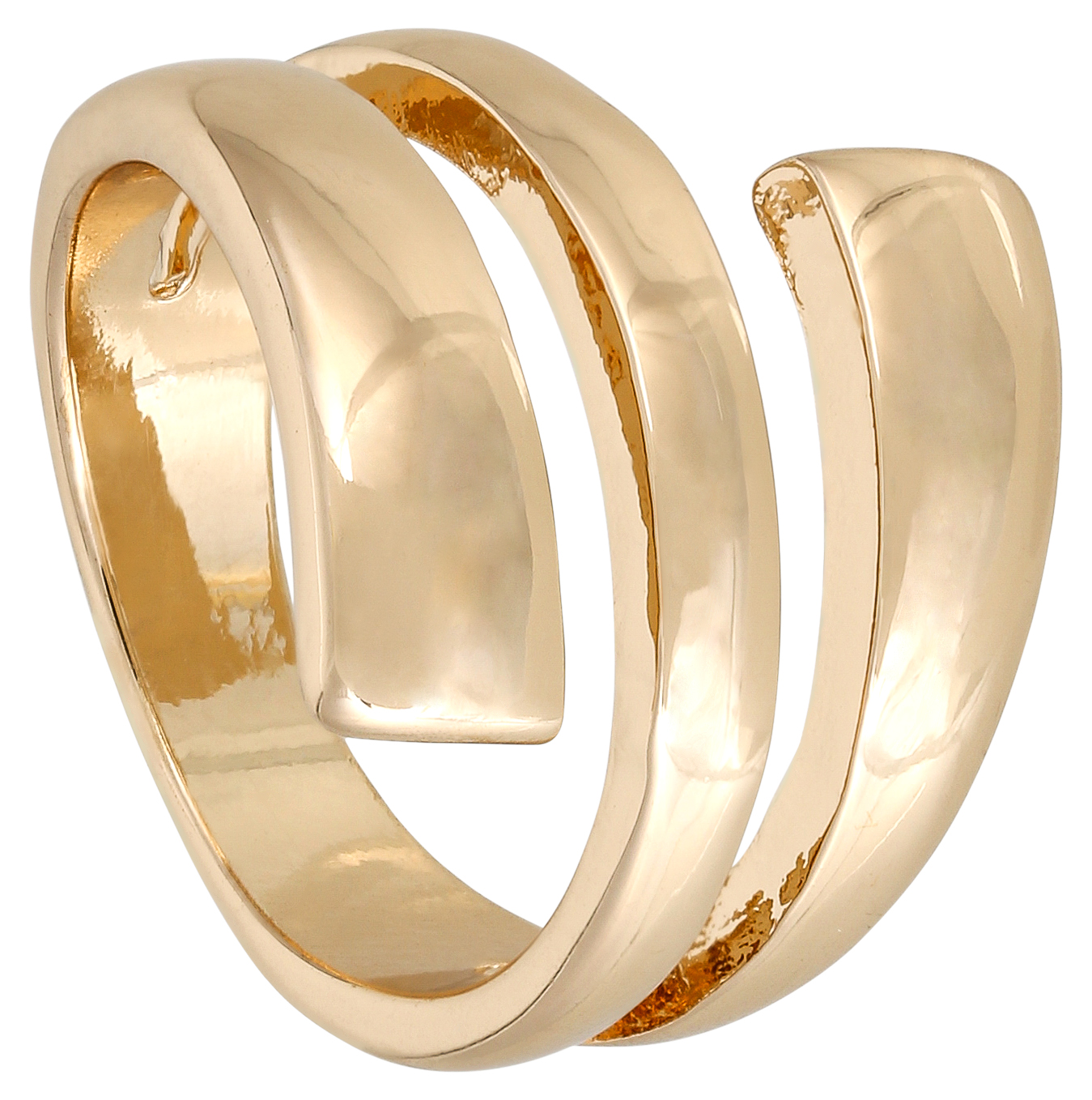 Ring, Goldfarben, Breite Ringschiene, Offenes Design, Glänzende Oberfläche