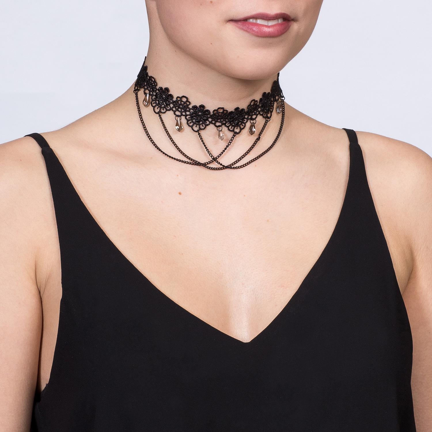 Choker - Black Flowers