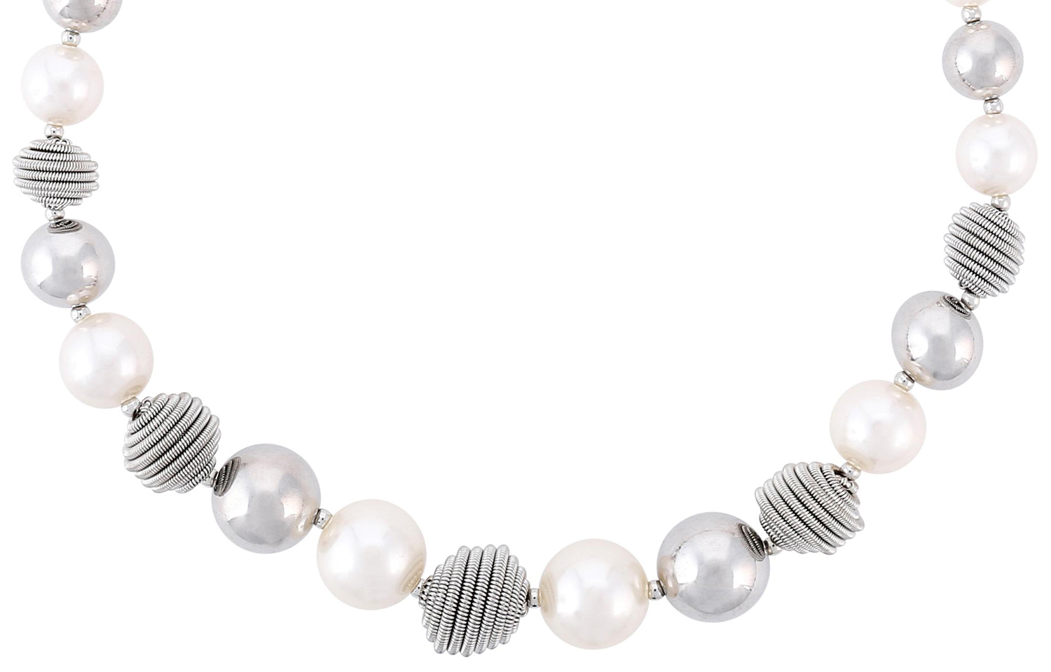 Necklace - Silver Pearls