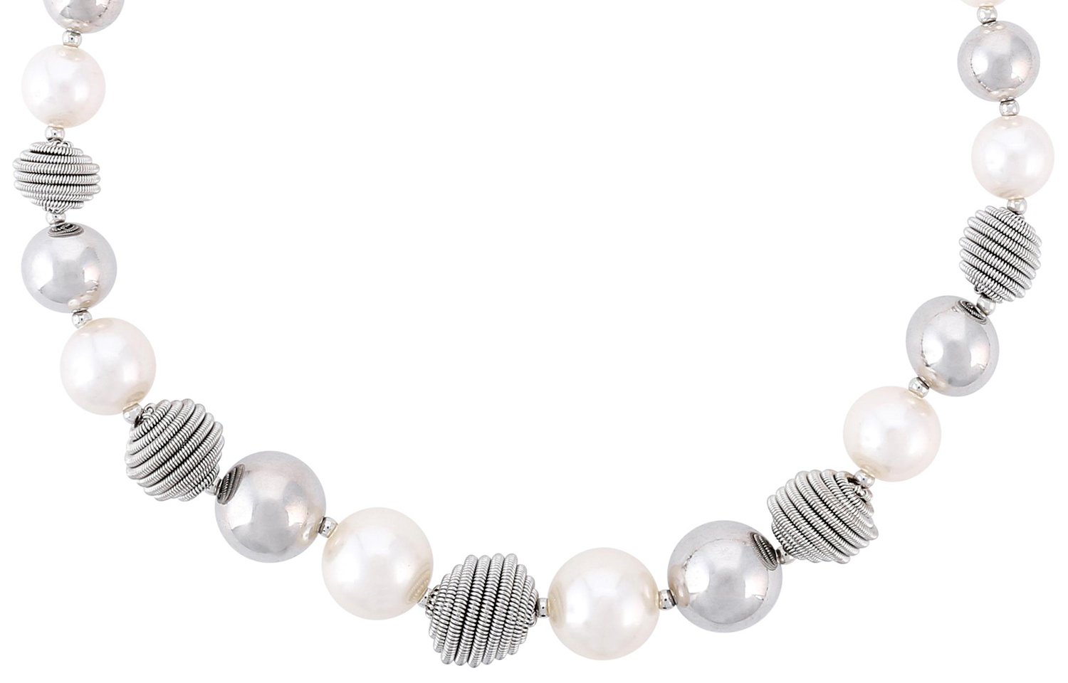 Necklace - Silver Pearls Necklace - Silver Pearls