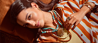 necklace, beads, schmuck, orangene streifen, kunstvolles anhänger