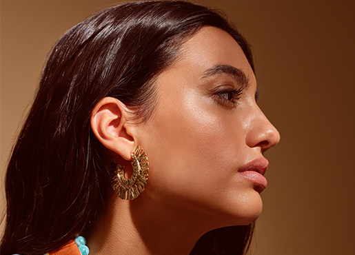 ohrring, hülsen-ohrring, gold, statement, zubehör