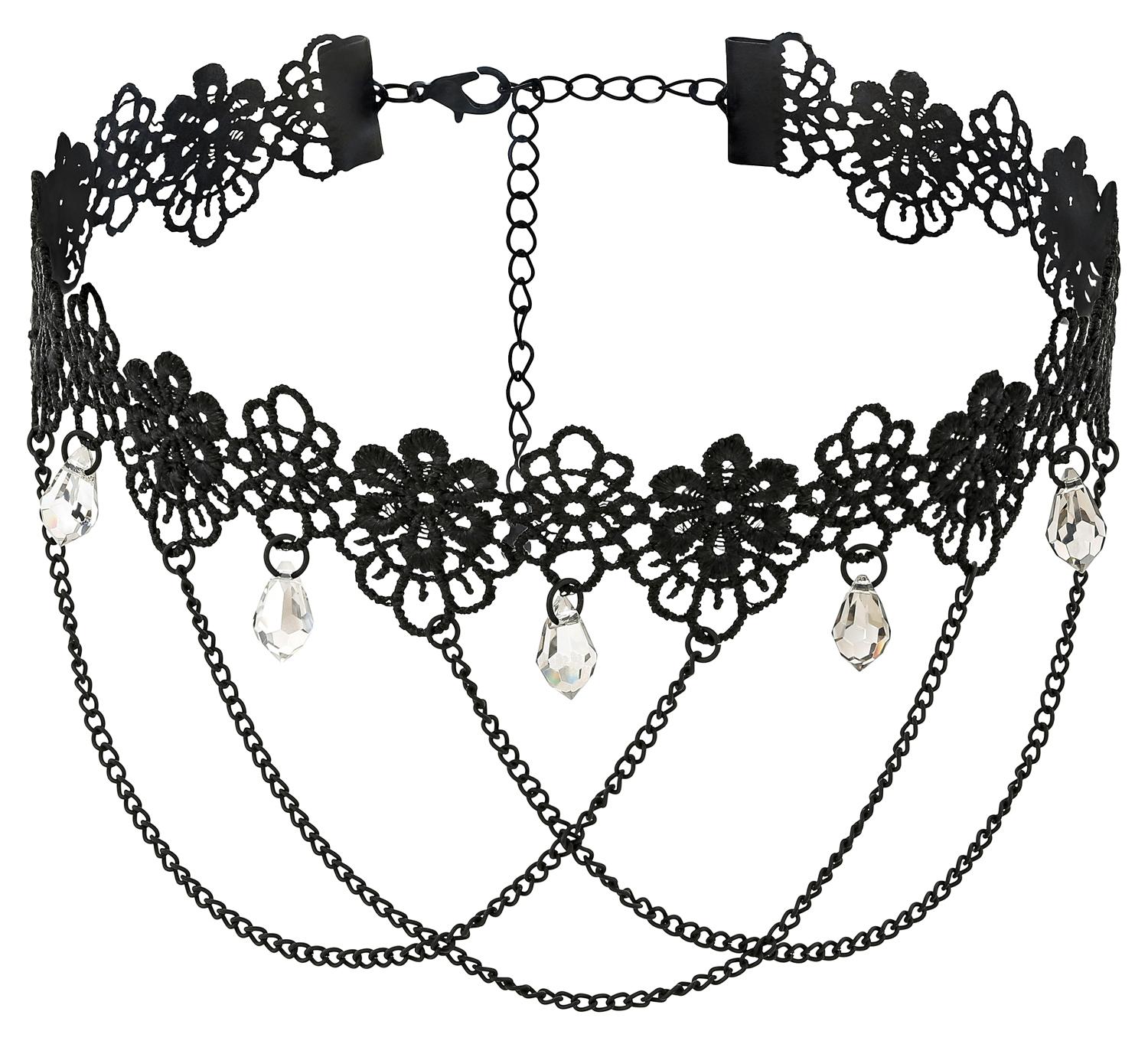 Collier ras du cou - Black Flowers