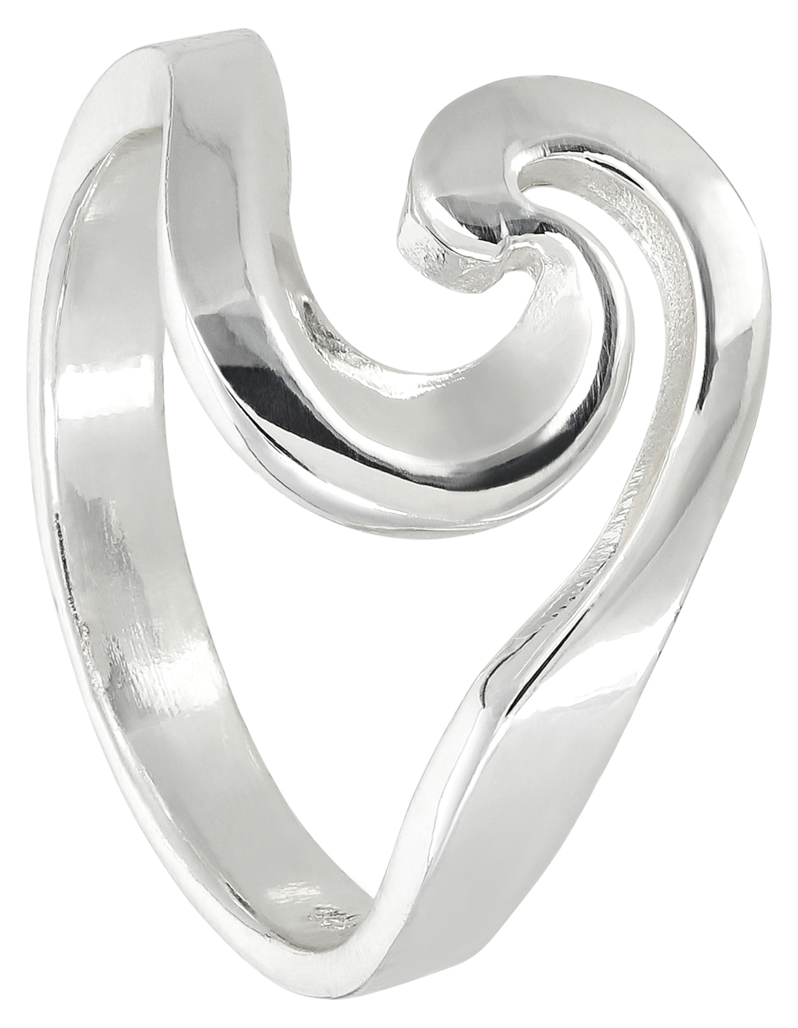 Ring, Silberfarben, Glänzend, Geschwungenes Design, Offene Form