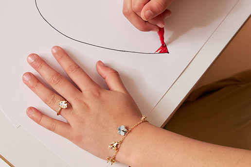 ring, bracelet, rose-gold, blumenmuster, armband