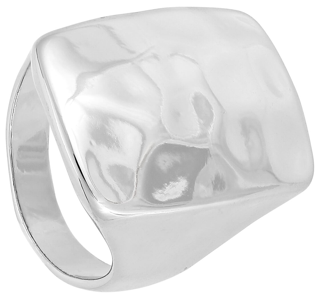 Ring, Silberfarben, Breite Ringschiene, Strukturierte Oberfläche