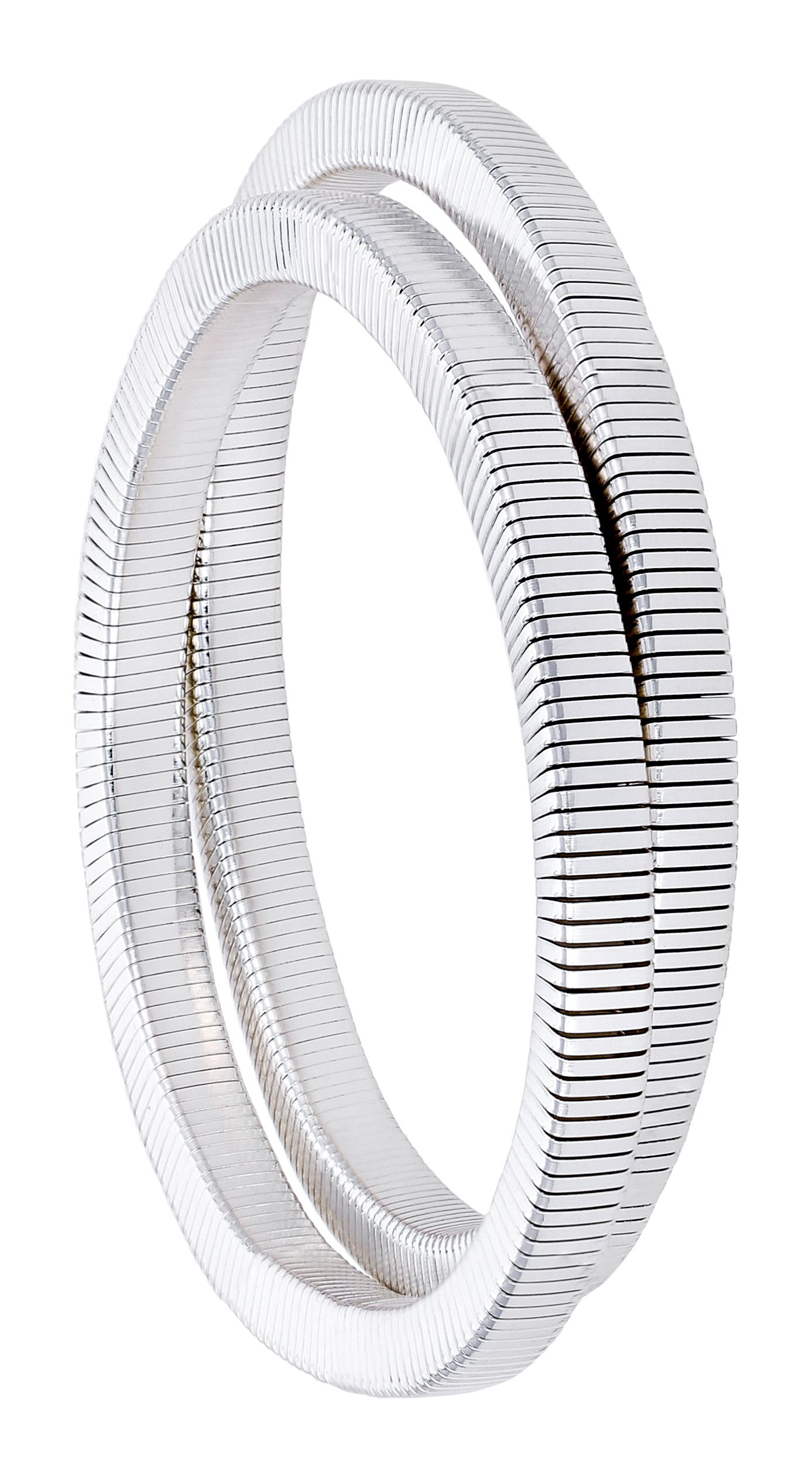 Bracciale Elasticizzato Largo In Acciaio Inox Con Motivo Dorato - Gioiello Donna Regalo Eleganza Minimal