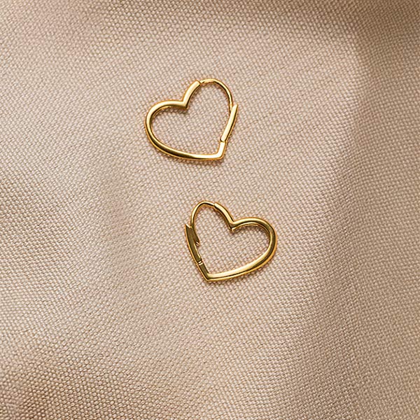 Herz-Ohrringe, Herz-Form, Goldfarben, Schmuck, Ohrringe