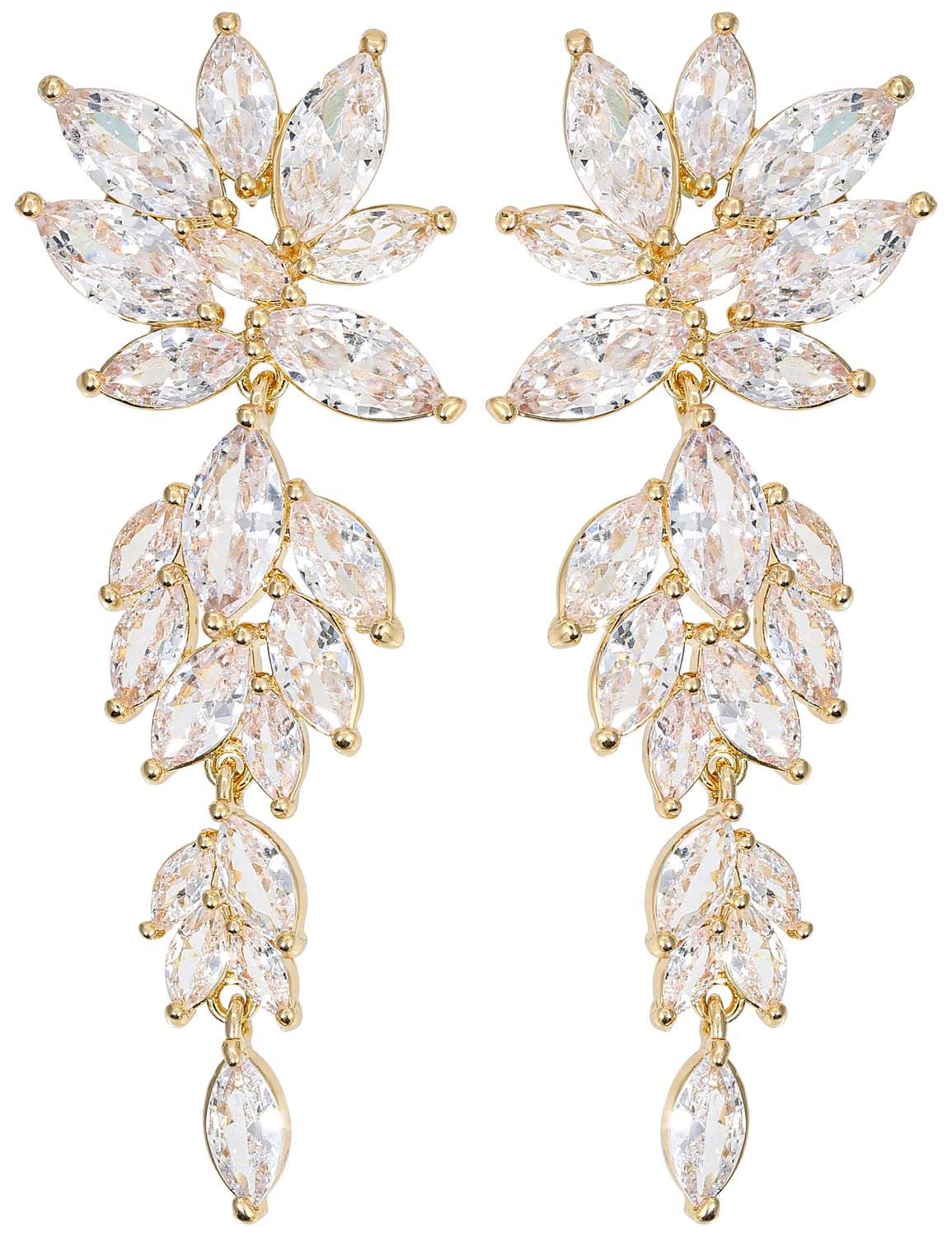 Boucles d'oreilles élégantes en forme de fleurs brillantes main image 1