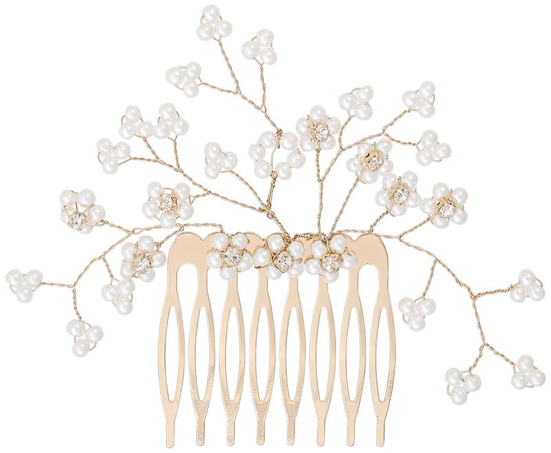 BiBeary Pettine Per Capelli A Farfalla Con Cristalli E Perle, Foggia Manuale, Tono Argento, Accessorio Da Sposa