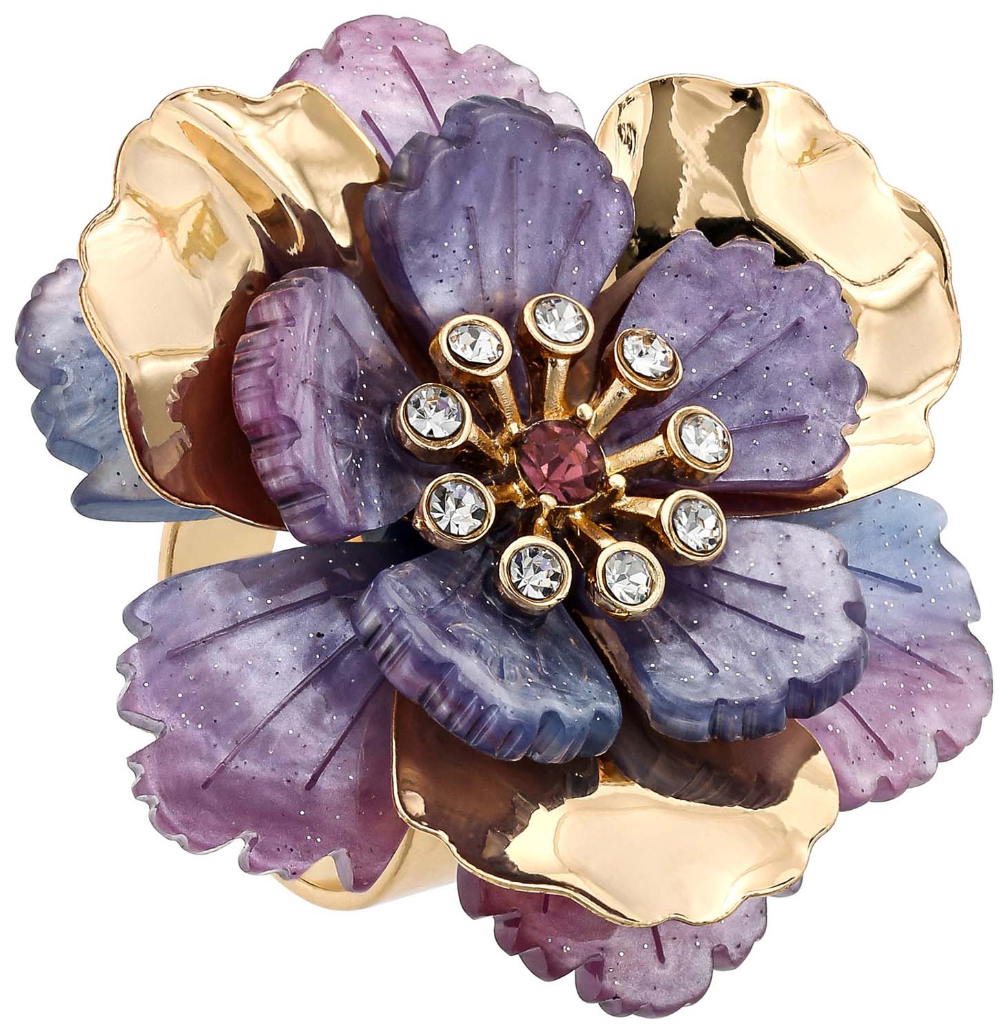 Boutique Shimmer Flower Ring 5pcs main image 1