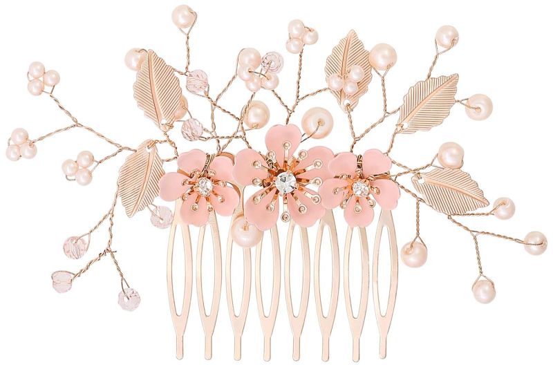 Argento fiore perle pettine per capelli accessori